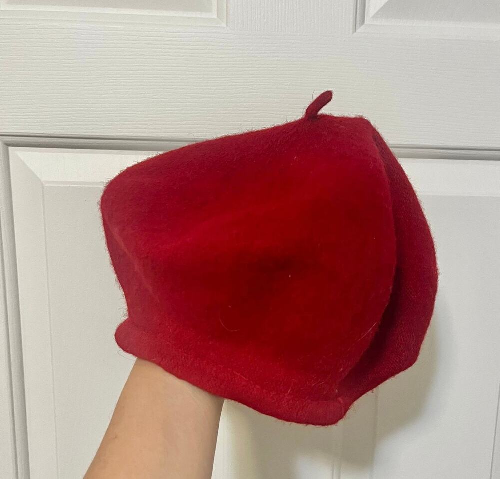 by Anthropologie Deep Red Wool Beret one size French Flair Chic